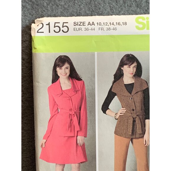 Simplicity Misses Coat Dress Shirt Pant Sewing Pattern sz 10-18 2155 - uncut - Picture 2 of 3